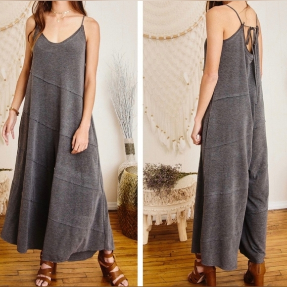 #297 BOHO CHIC WIDE LEG SIDE POCKETS JUMPSUIT - Picture 14 of 15